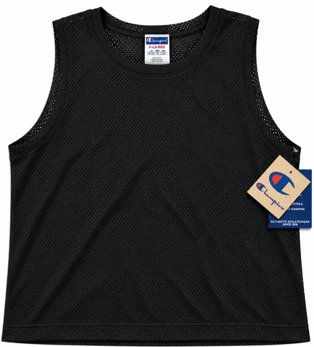 Champion Women's XL Black Sheer Perforated Mesh Cropped Tank Top NWT WL5961